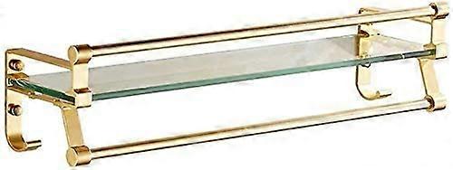 Storage Shelf WallMounted Shower Caddy Glass Shelf With Towel Rack Bathroom Shelf 60x13x12 Cm