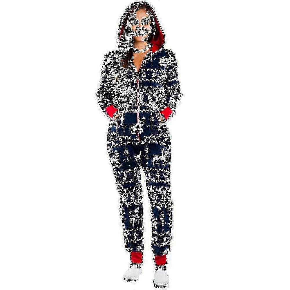 بذلة عيد الميلاد النسائية بسحاب مع هوديي - ملابس نوم وملابس نوم لعيد الميلاد mxbc ستايل