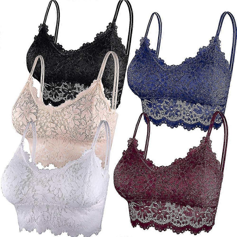 5 قطع الدانتيل Bralettes للنساء براليت مبطن الدانتيل باندو حمالة الصدر