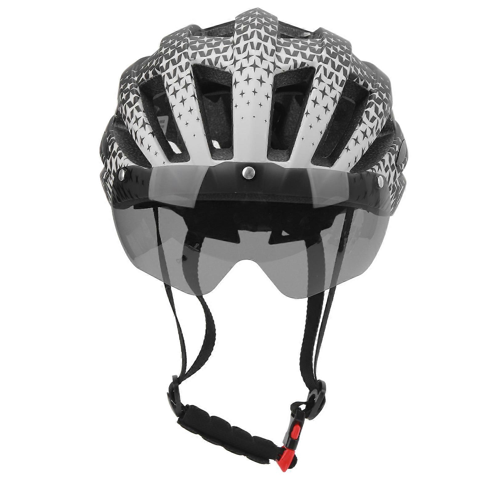 成人轻量级自行车头盔带眼镜尾灯山地自行车头盔拨盘贴合调节建议贴合 56-61 厘米