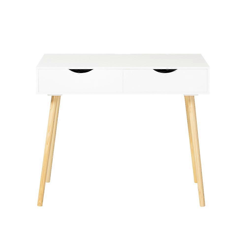 Home Office Table Desk Computer Desk Computer Workstation with 2 Drawers and Leg with Pine Wood,FWT40-WN