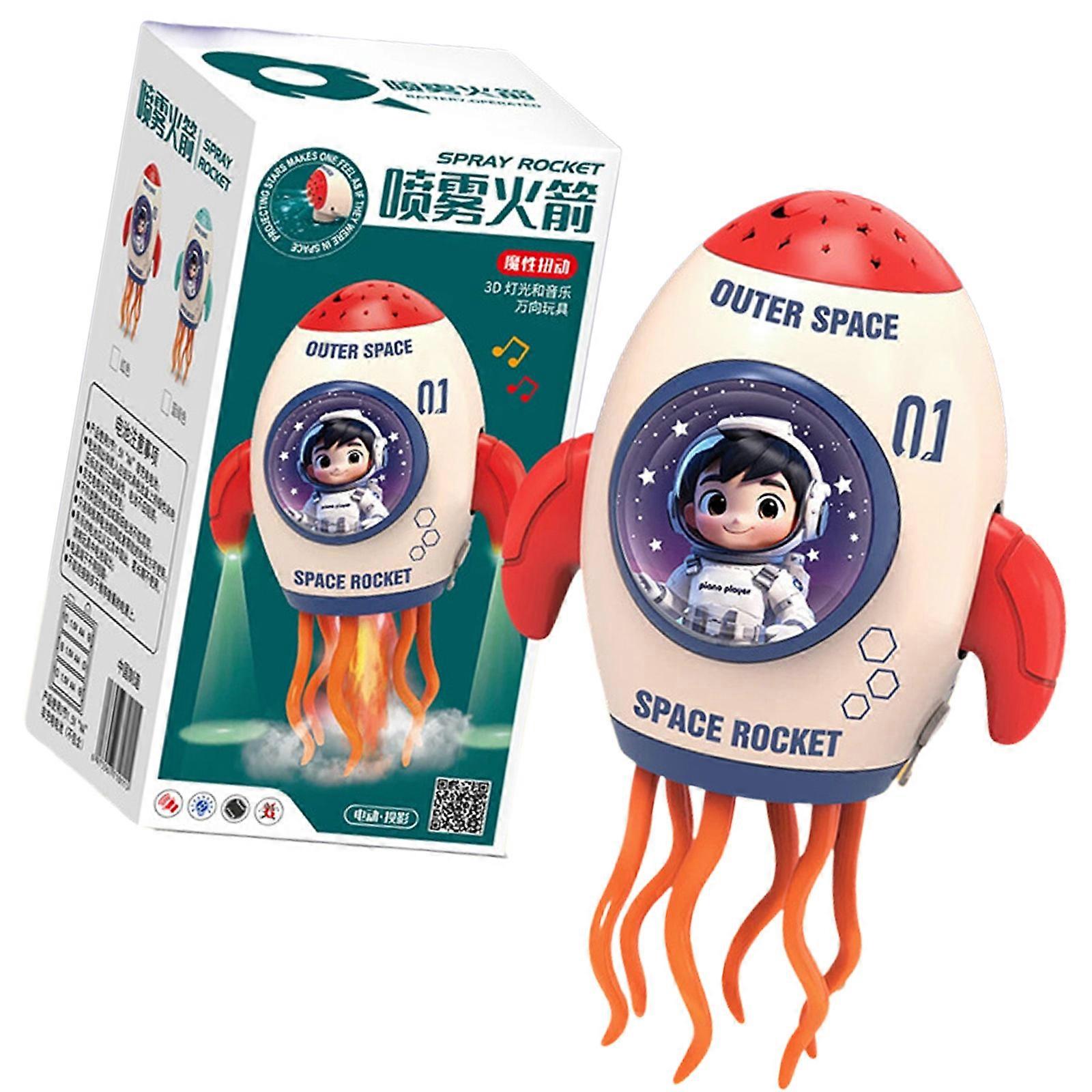 Dancing Spaceship Projection Toy With Mist Feature Music Flashing Light For Children Indoor Outdoor Festival Celebration  Red