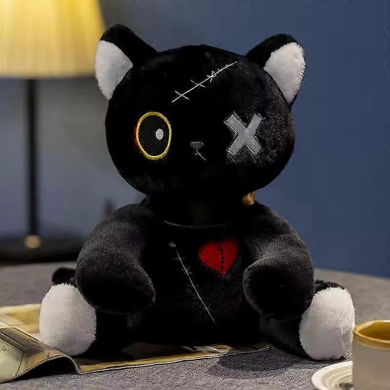 24cm/9.5in Gothic Dark Cat Plush Toy. A Spooky And Crazy Cat With A Variety Of Emotions. Unique Plush Cat, Fully Stuffed And Incredibly Comf