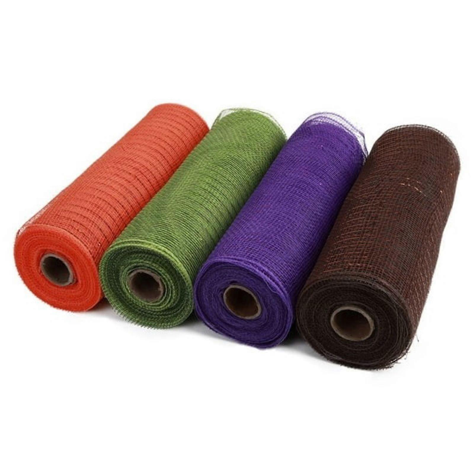 Yakbaofuo Gift Wrapping Paper with 4 Deco Mesh Ribbons, 10"x30ft Each, Poly Metallic Foil, Halloween Wreath DIY Crafts