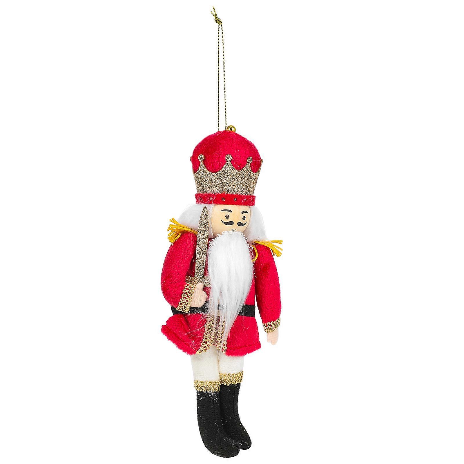 Red Fabric Nutcracker Hanging Ornament Soldier for Christmas Decor