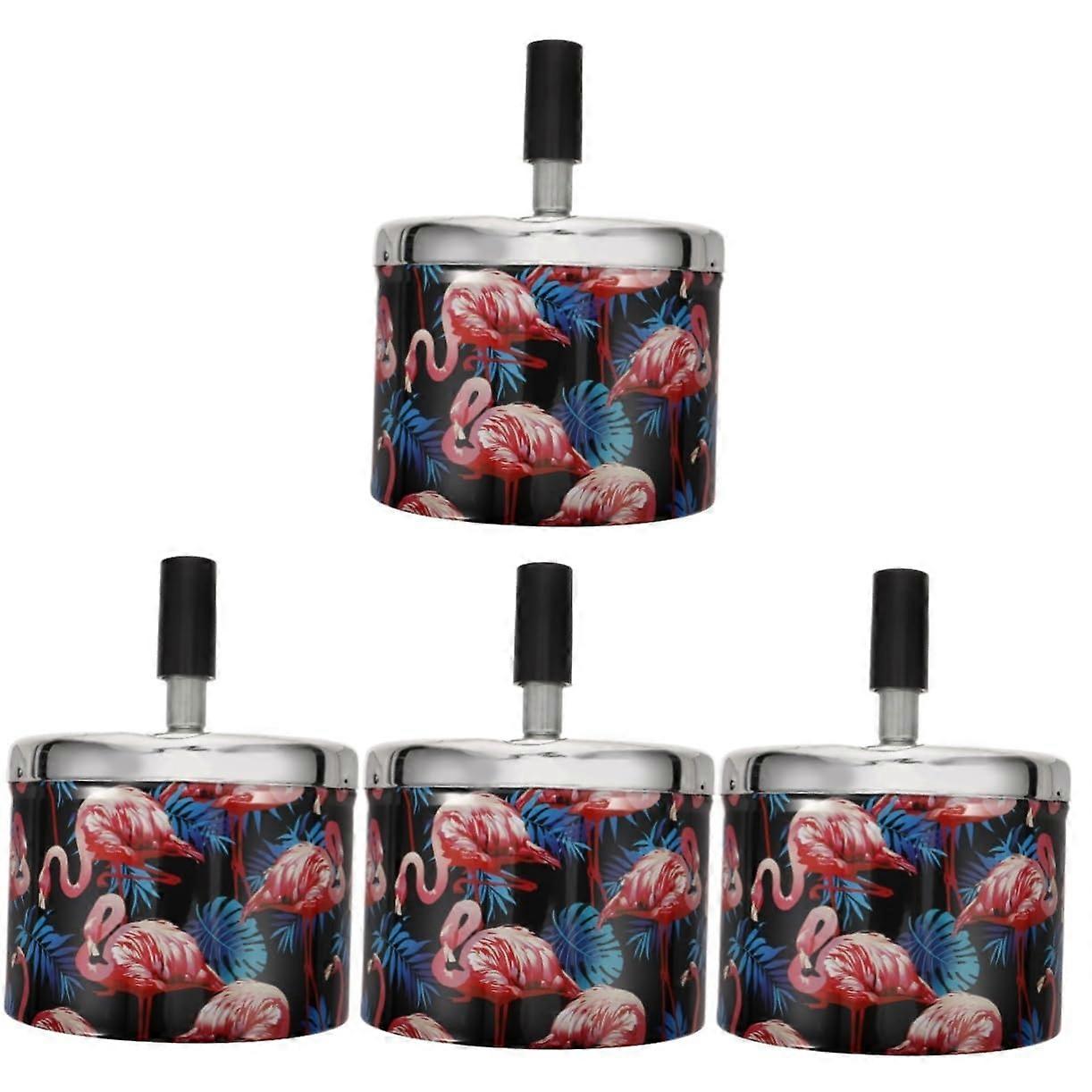 Windproof Ashtray Set of 4 with Automatic Extinguishing Lid for Home and Office Desk Use