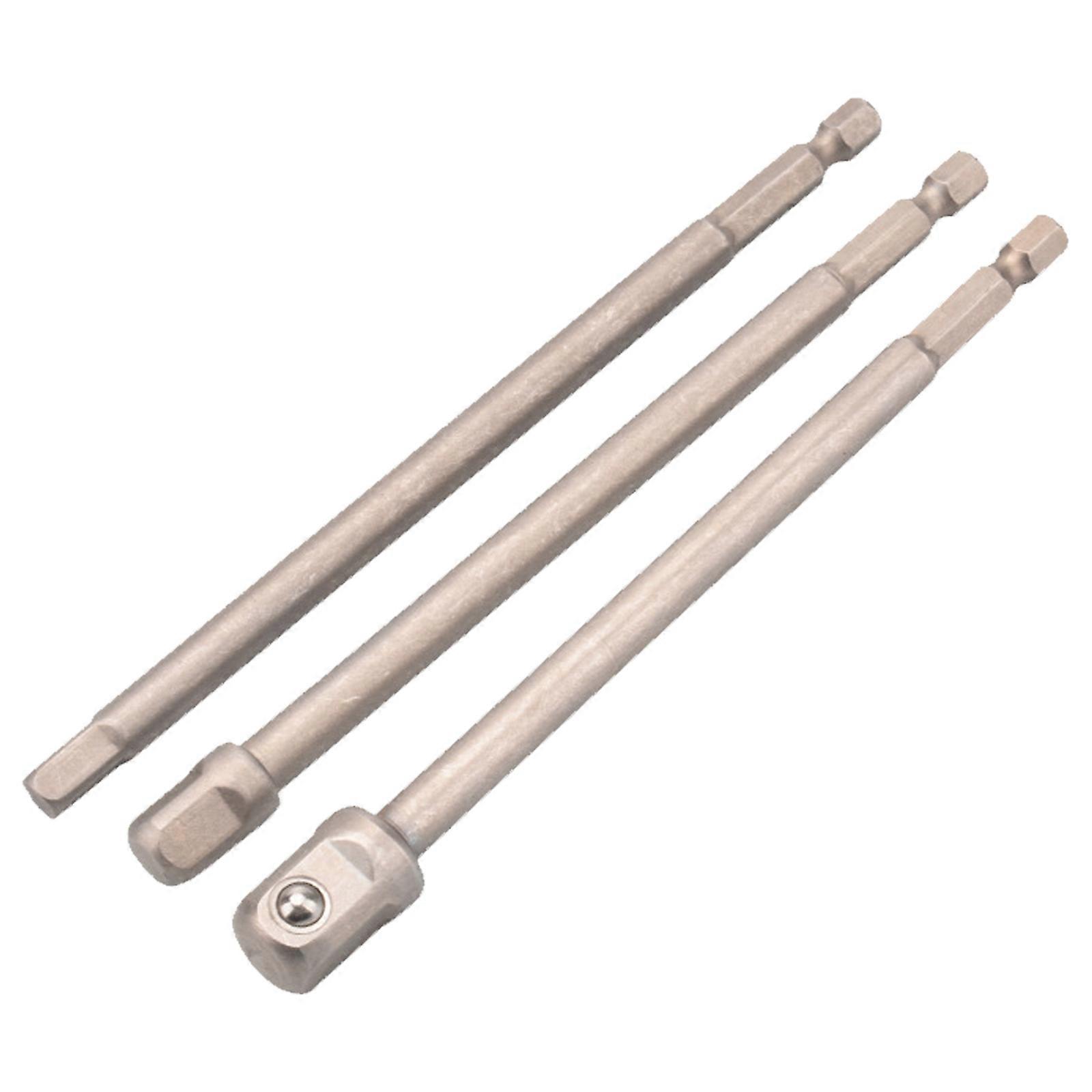 Pack of 3 Hex Stick Receptacle Adapter Set Strong Connection Iron Construction 1/4 3/8 1/2 Length Drive Comprehensive Compatibility for Battery