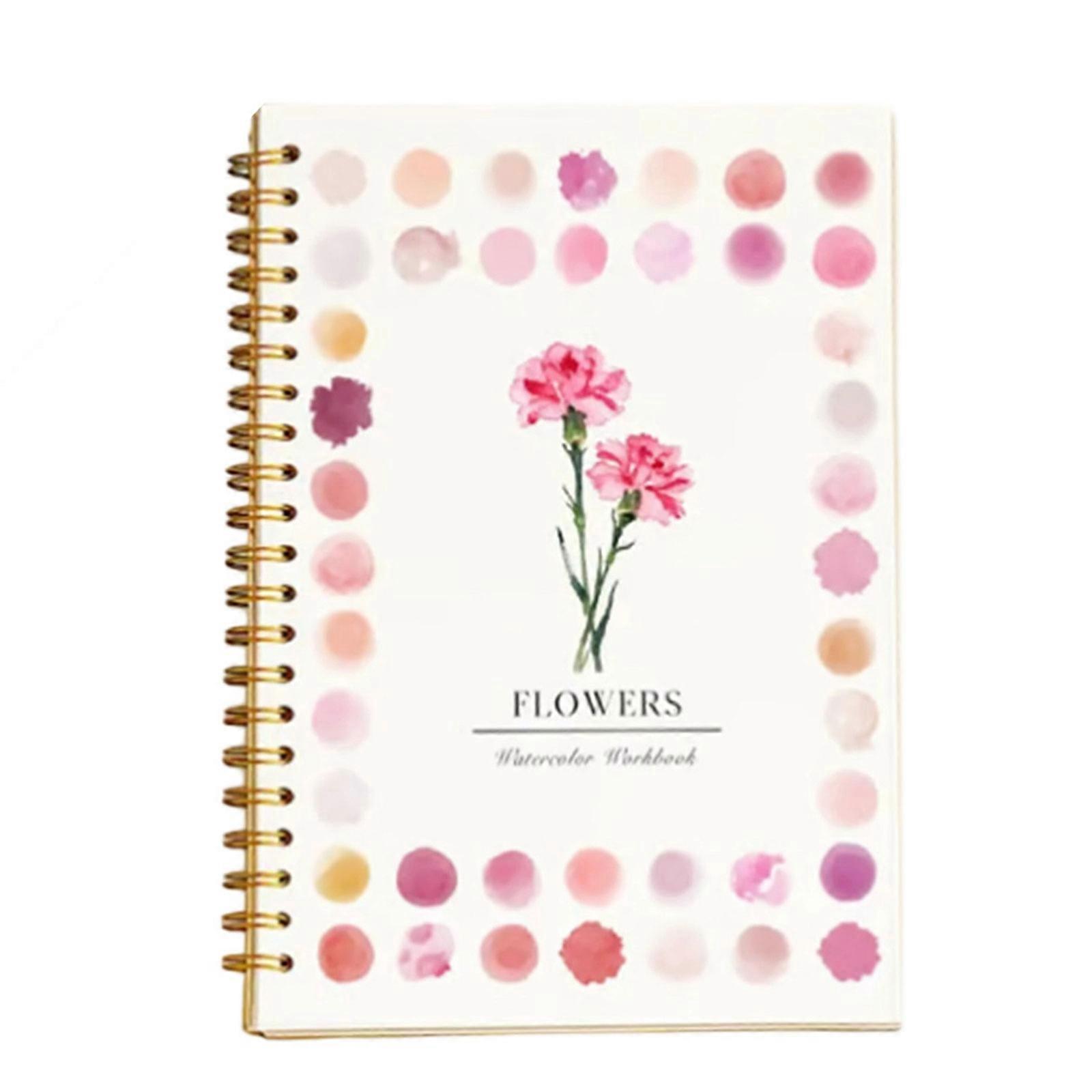 2Pcs Beginner Watercolor Painting Set with Twin Coil Binding Watercolour Workbook 12 Color Watercolor Paint and Brush  03