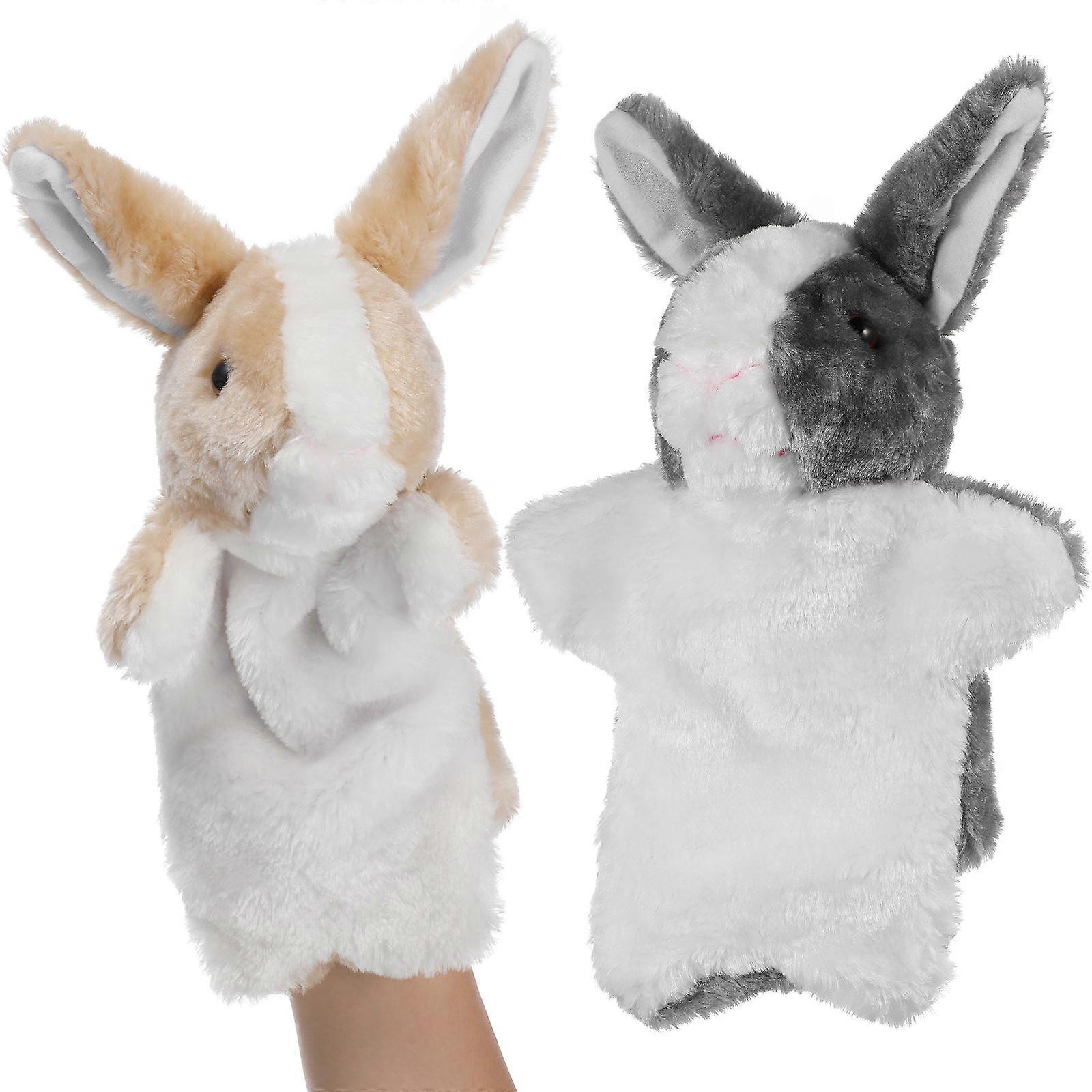 Brown Rabbit Hand Doll for Storytelling 2Pcs Plush Hand Puppet Toys