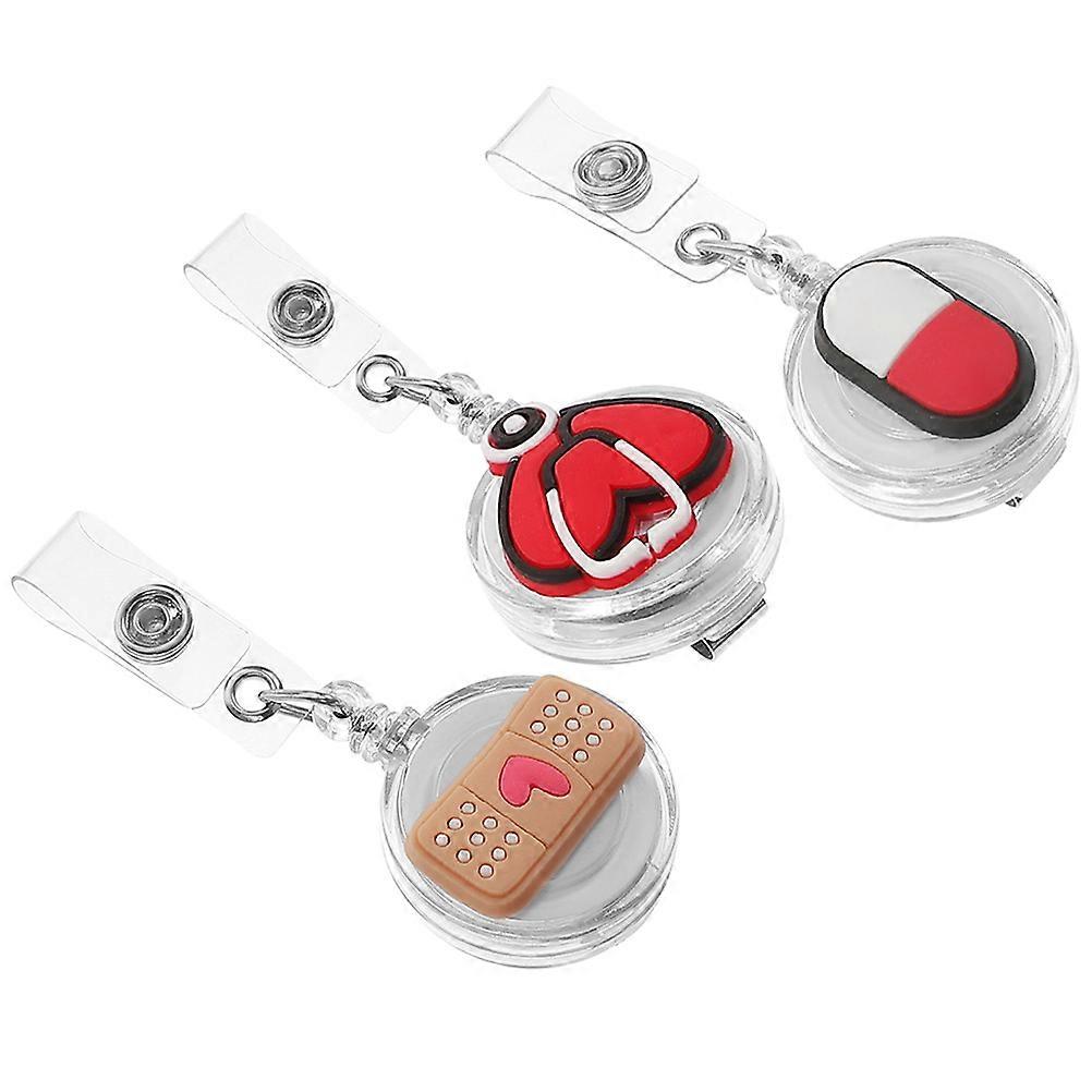Badge Buckle Portable for Daily Use Retractable Badge Holders 3Pcs