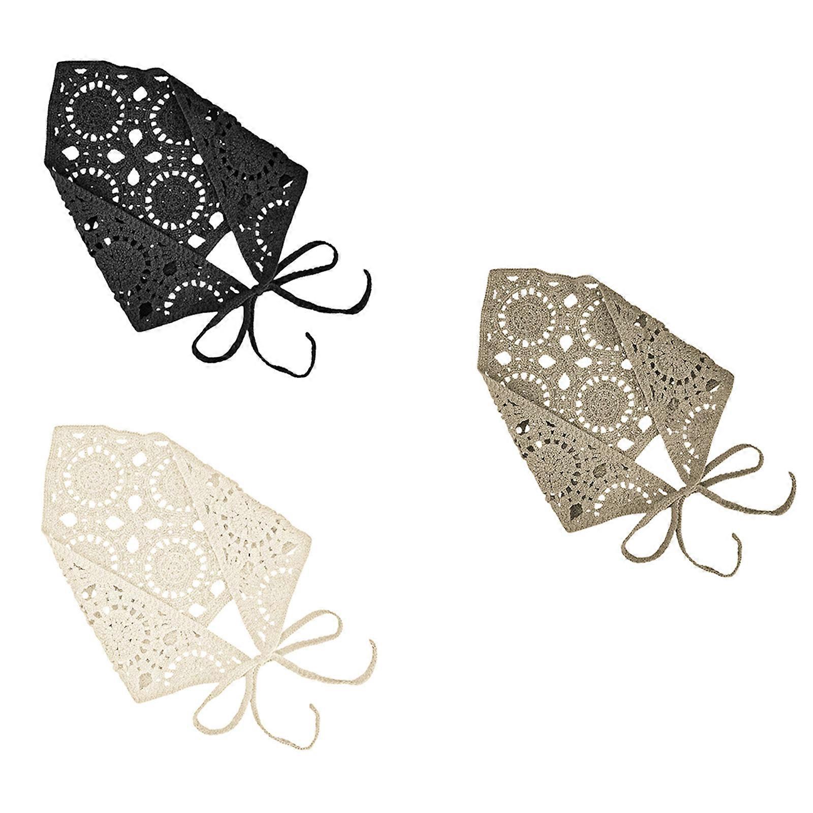 Adjustable Knit Triangular Headscarf Floral Embroidery Hair Wrap Soft Stretchy Fabric For Daily Use Multicolor