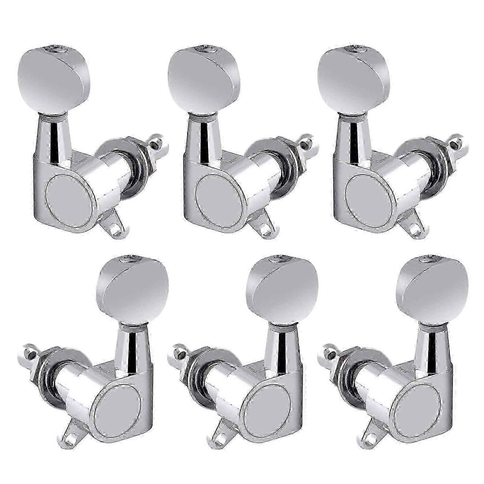 6Pcs Guitar String Tuning Pegs 3R+3L Tuner Machine Heads 1:14 Ratio Guitar Tuning Tuners Head Replacement with Screws z