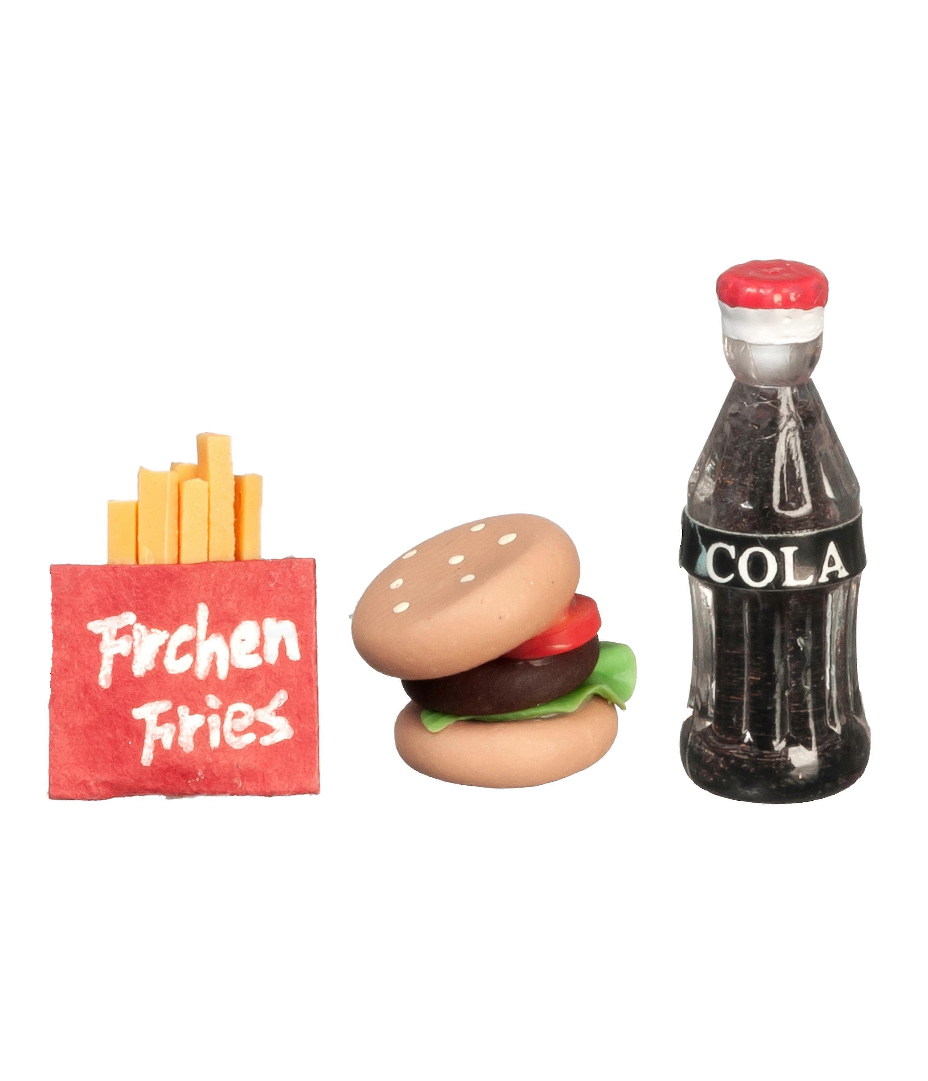 دمى البيت هامبرغر فرايز & شرب الوجبات السريعة يسلب ملحق الطعام مصغرة