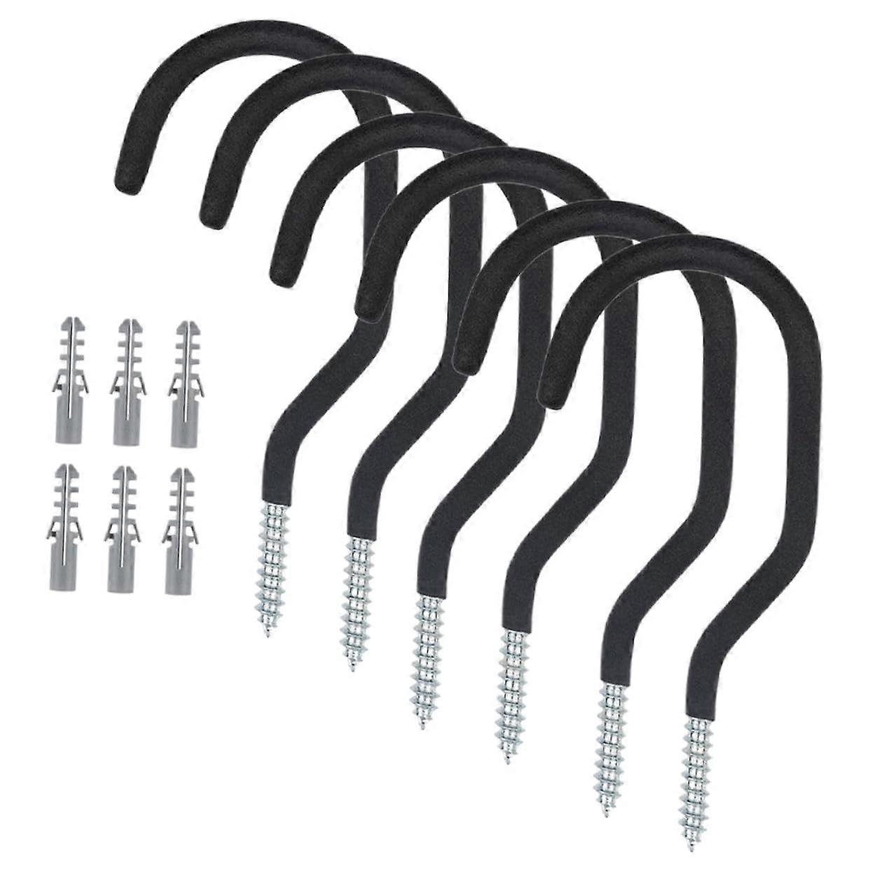 6pcs Bike Wall and Ceiling Hooks with Expansion Tubes and Straps for Garage SpaceSaving Storage
