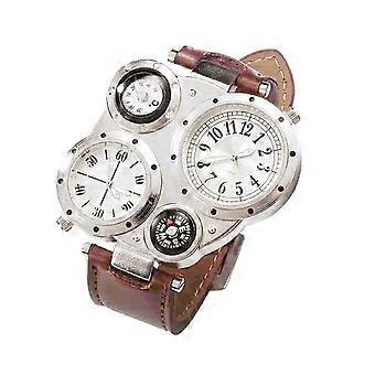 Chicmine Herren-Armbanduhr mit Doppelbewegung, Quarz, wasserdicht, Außenthermometer, Kompass
