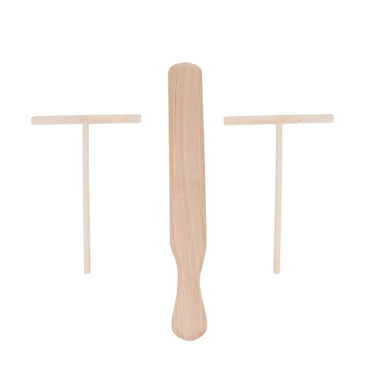 3 Pcs Crepe Spreader and Spatula Set Wooden Spatula Kit Portable Spatula Turner Handmade Spreader Tool Breakfast Maker
