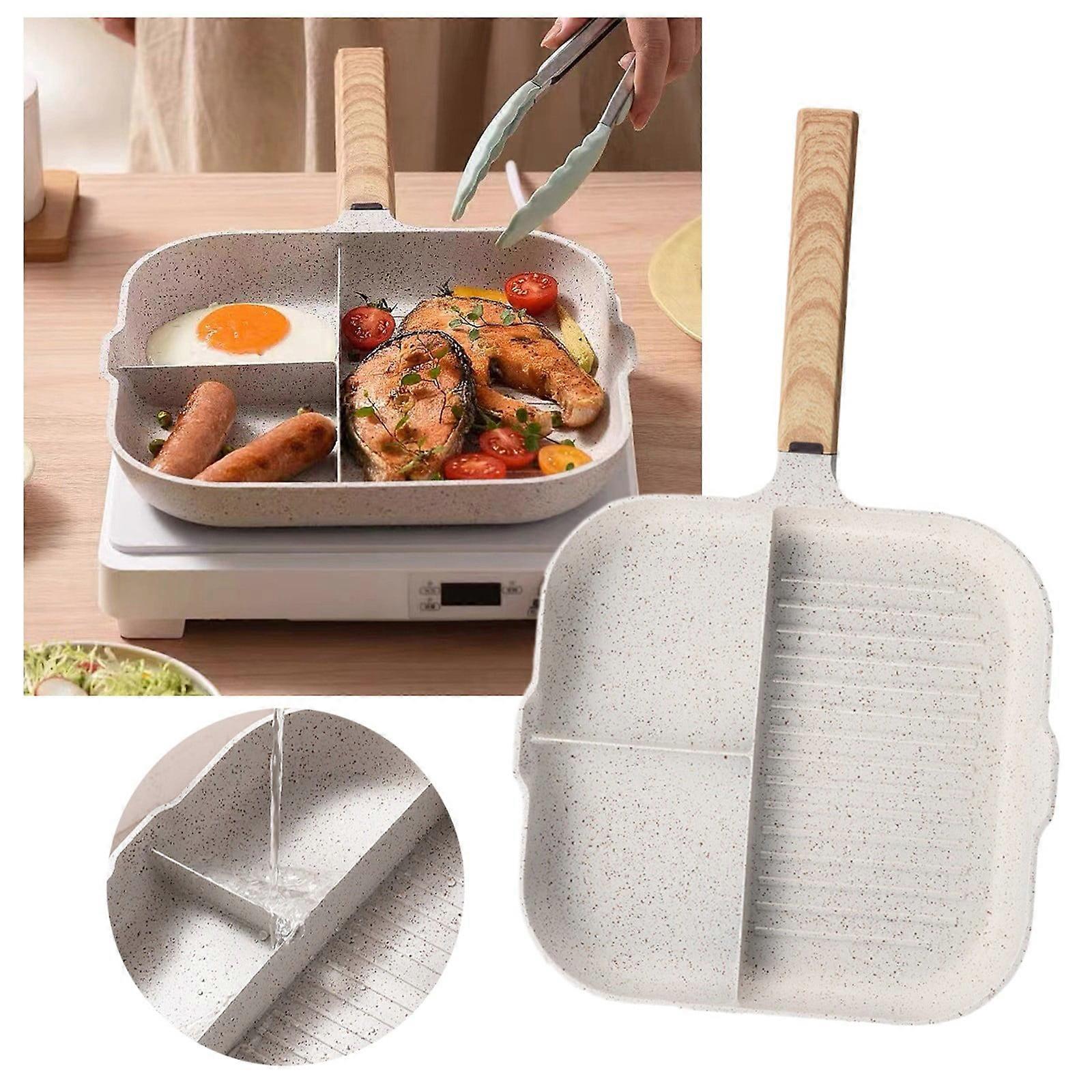 Lssam Hexclad Cookware Set - Non Stick Maifan Stone Multi Grid Frying Pan for Eggs, Steak & More