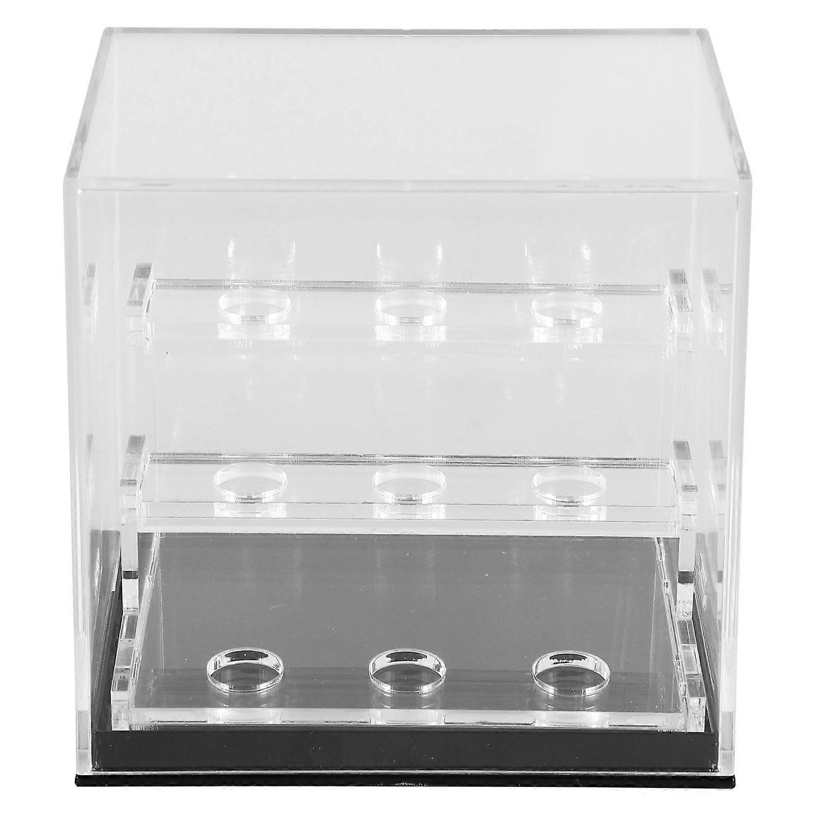 Rock Display Box Acrylic Specimen Clear Box for Minerals Collection Display Black Showcase 1Set