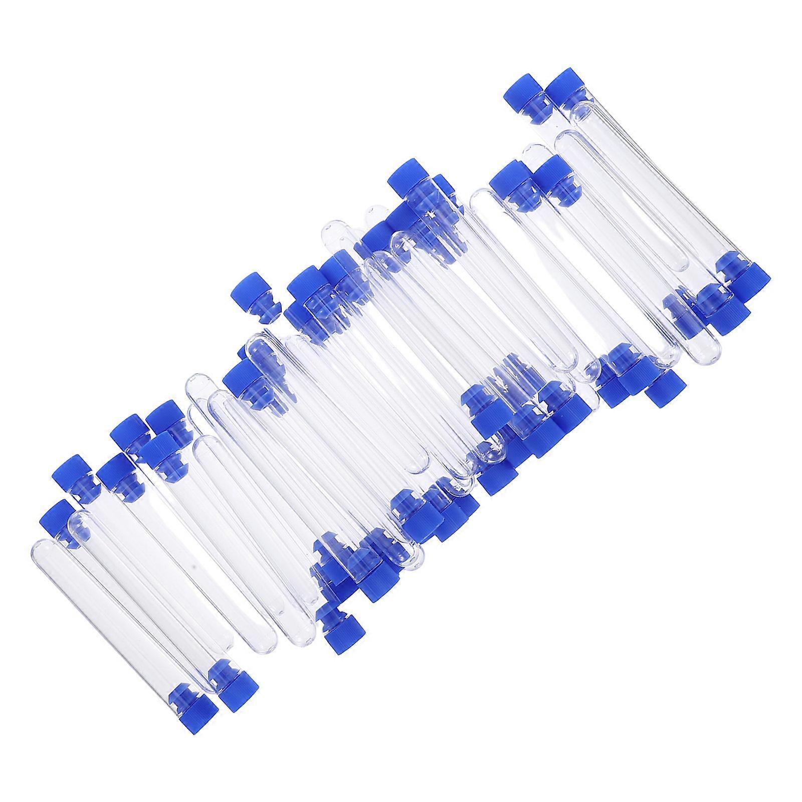 Plastic Transparent Sample Tubes for Storage Use 50Pcs Clear Test Tubes with Caps