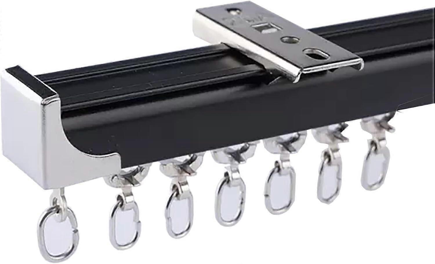 Black Ceiling Mounted Aluminum Curtain Track 2.5m with Noise Reduction Wheels for Bay Windows