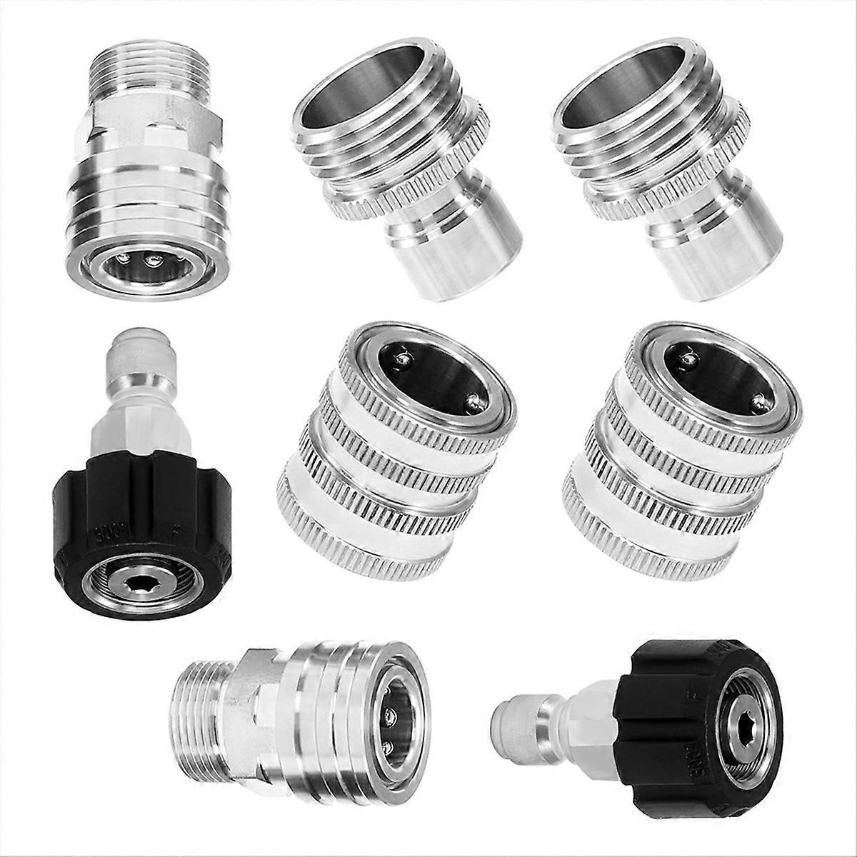 8pcs Pressure Washer Adapter Kit, Stainless Steel Quick Connect Set