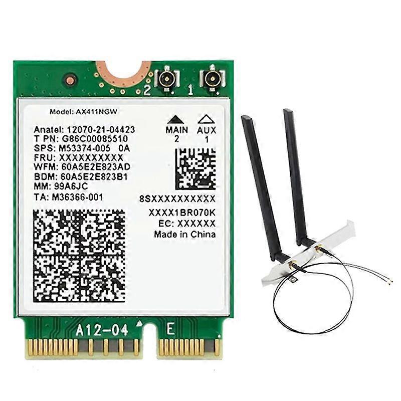 For AX411 WiFi Card+2X8DB Antenna for Laptop/PC Win10/11-64Bit