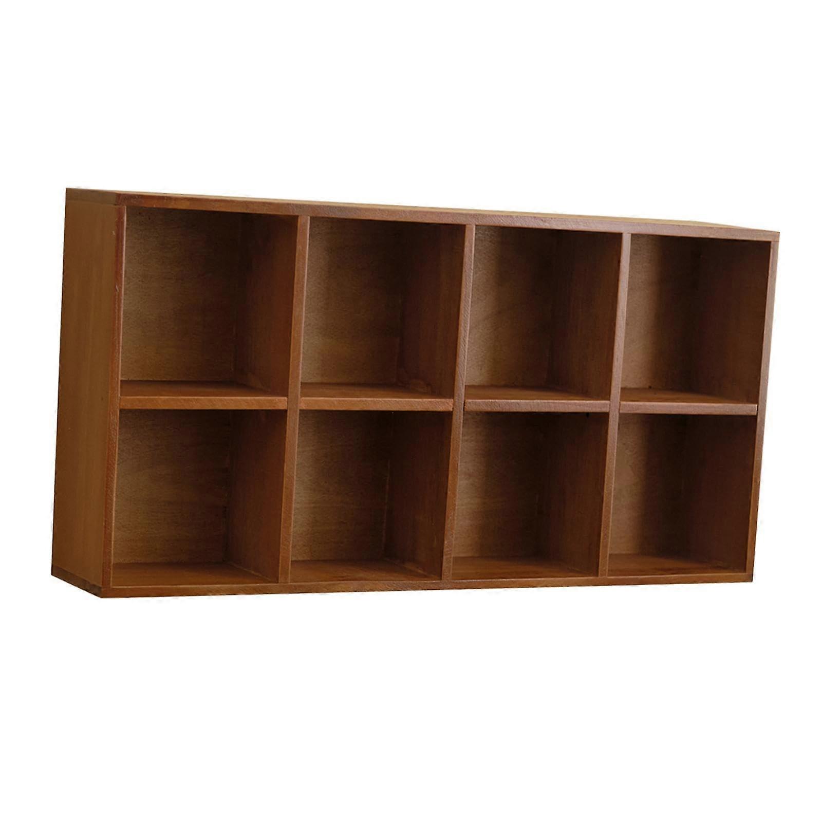 Wooden Display Shelf with 8 Cube Solid Wood Wall Mounted Storage for Cosmetics and Collectibles