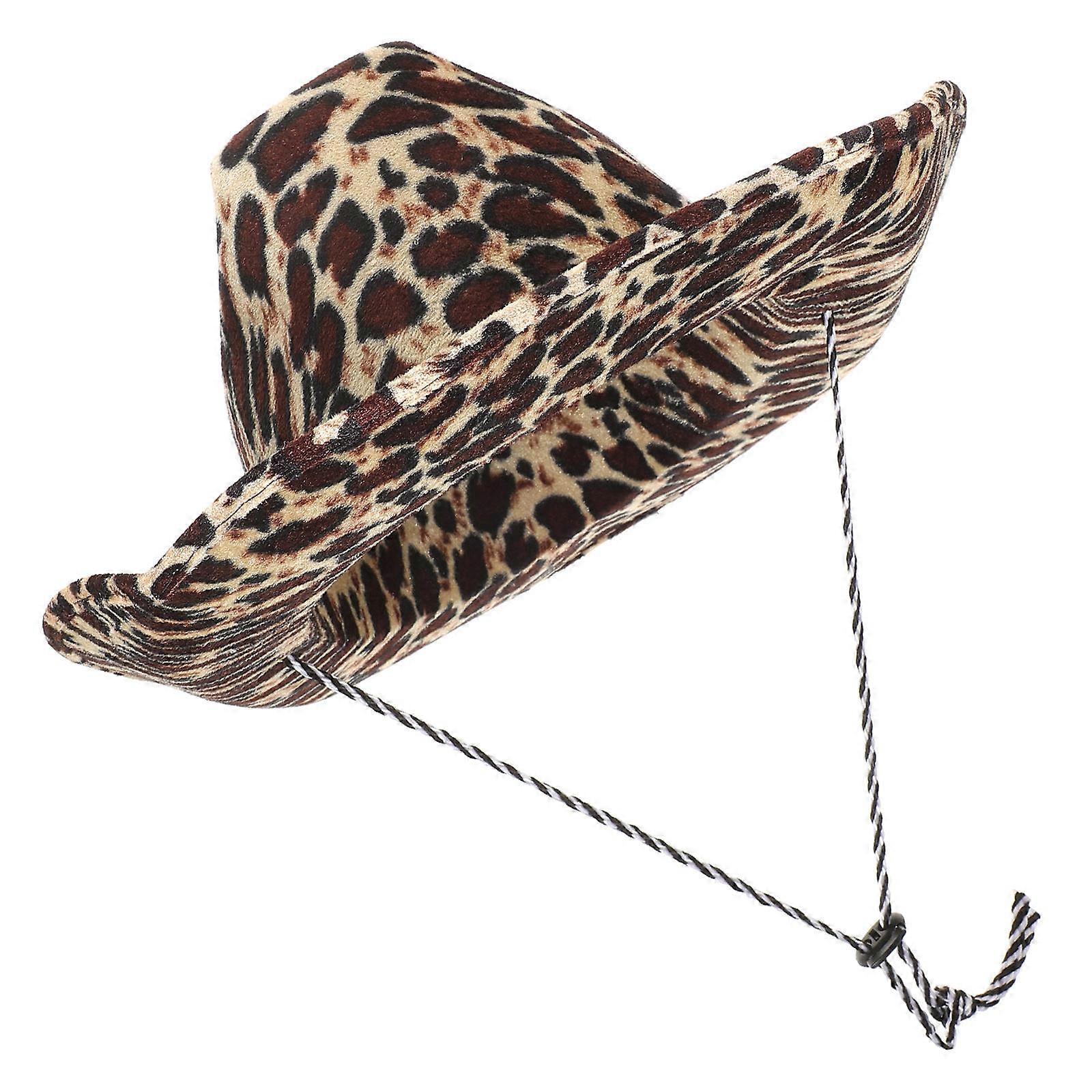 Leopard Pattern Cowboy Hat Stage Performance Hat Masquerade Hat Party Decor Hat