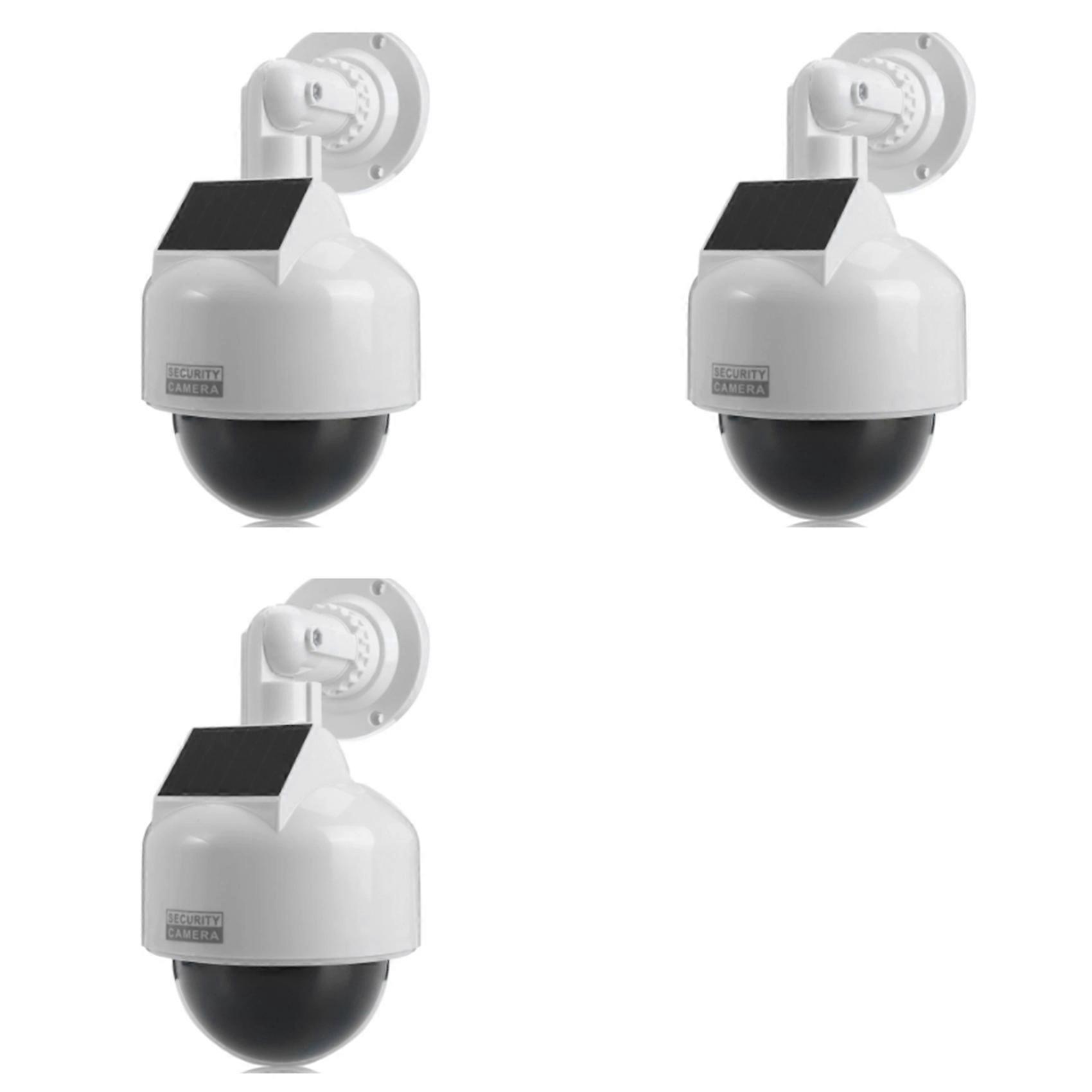3X Simulation Security Camera with Flashing LED Light 360° Rotation Dummy CCTV Dome Indoor/Outdoor Monitor Powered