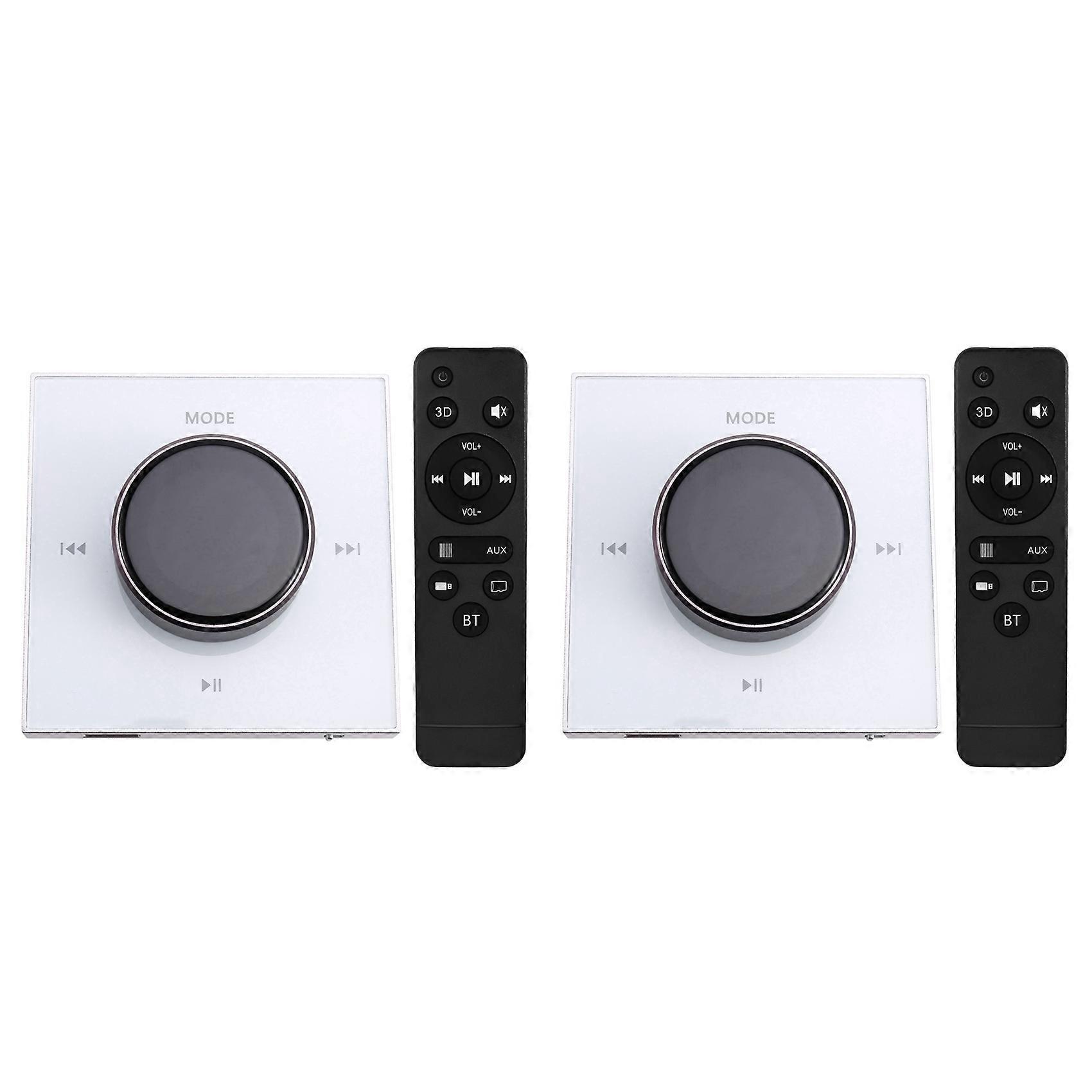 2X 86 Hi-Fi Professional Smart Wall-Mounted Stereo Background Music Controller Bluetooth Mini in-Wall Amplifier White