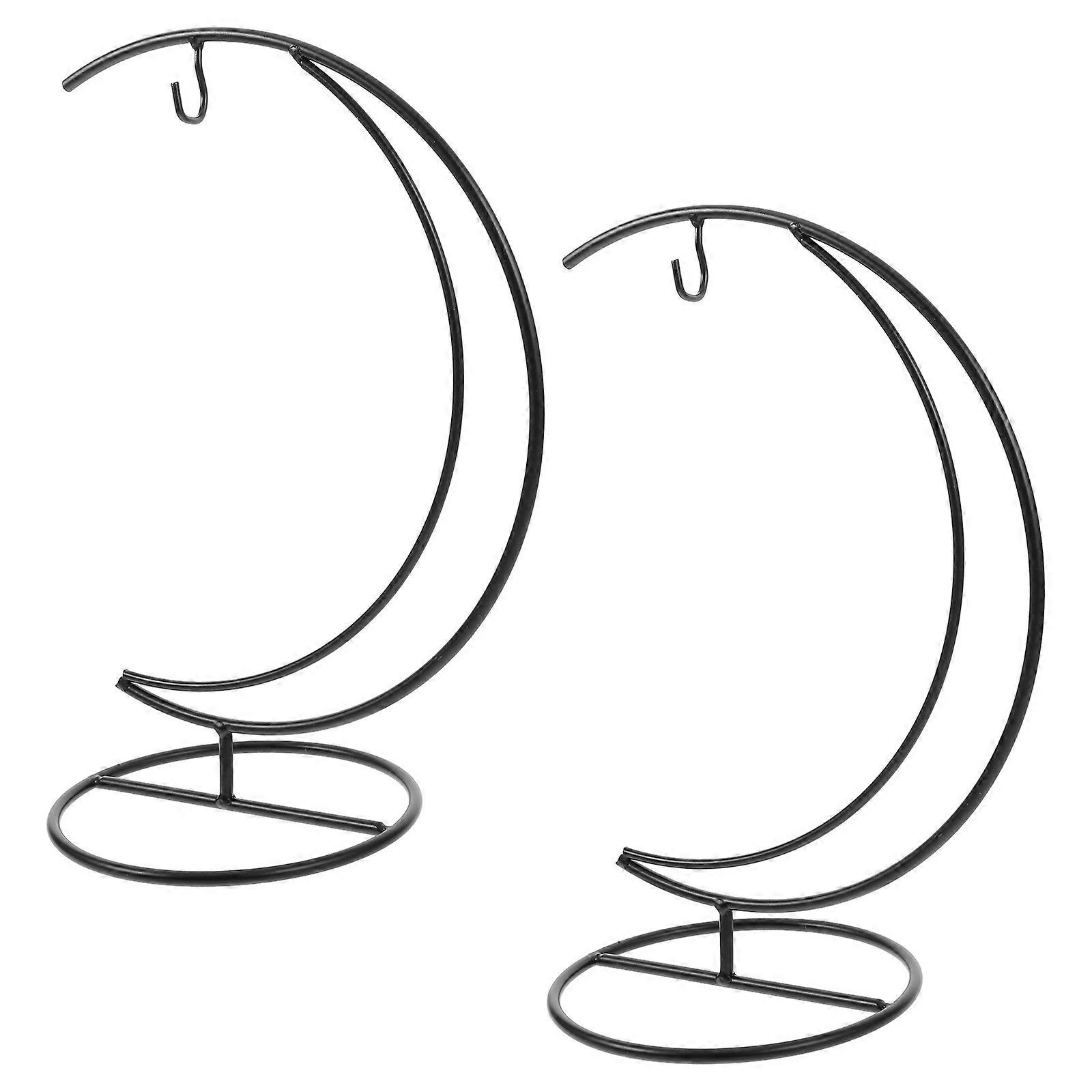 Artistic Moon-Shaped Ornament Display Stand for Hanging with 2Pcs Hooks