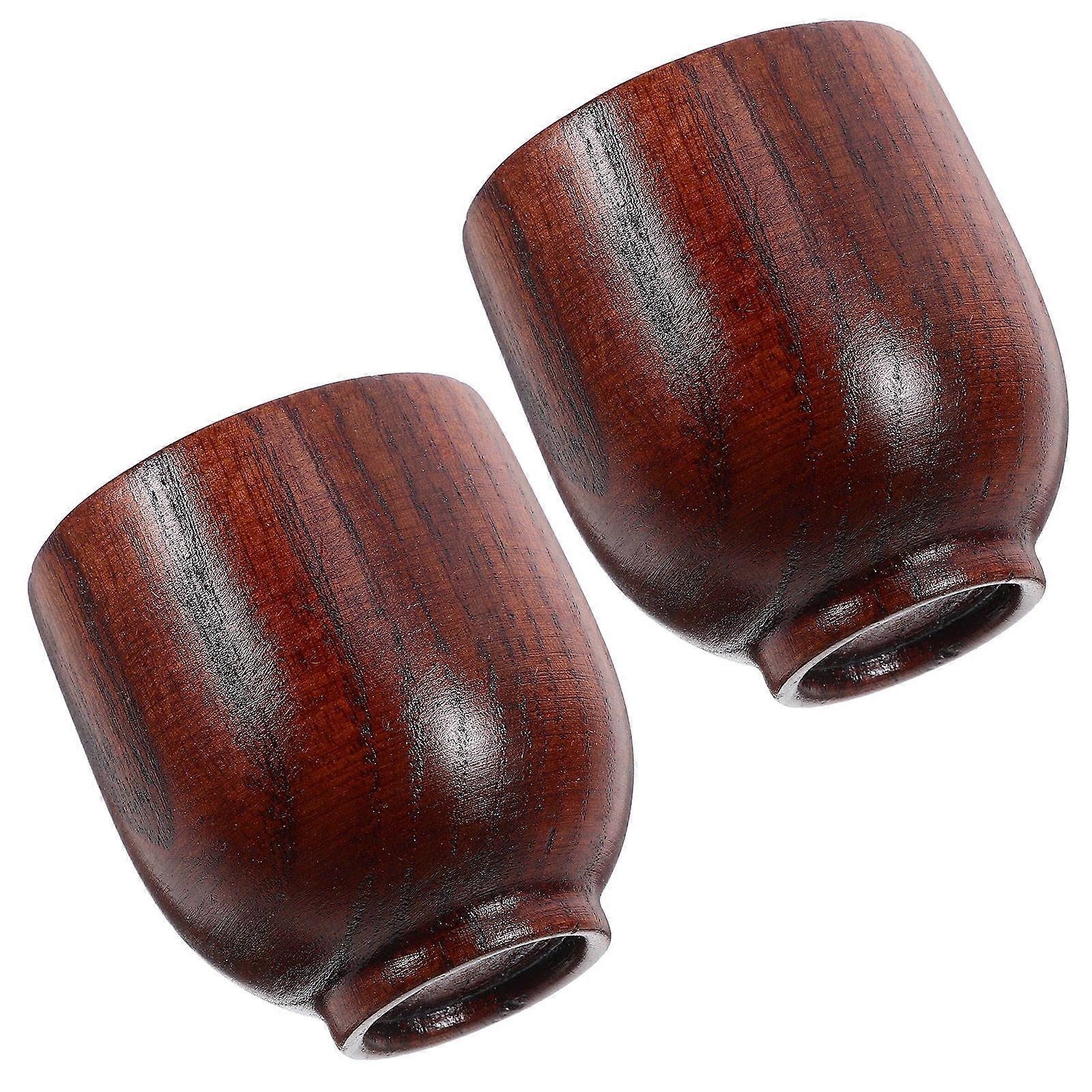 Elegant Wooden Goblet for Drinking Use 2Pcs Wine Cup