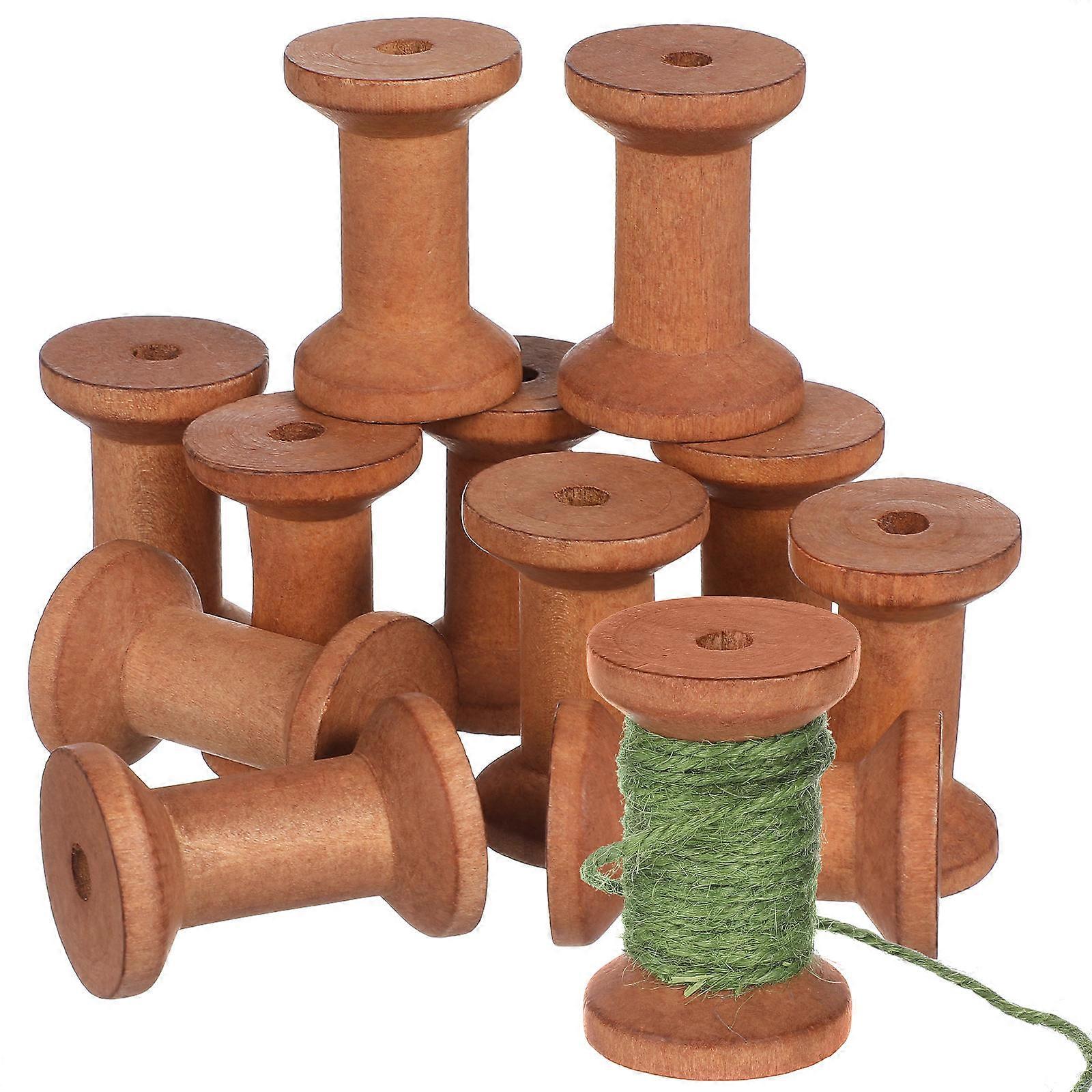 Wooden Yarn Spools Empty Ribbon Spools for Sewing Use 20Pcs Rustic Wood