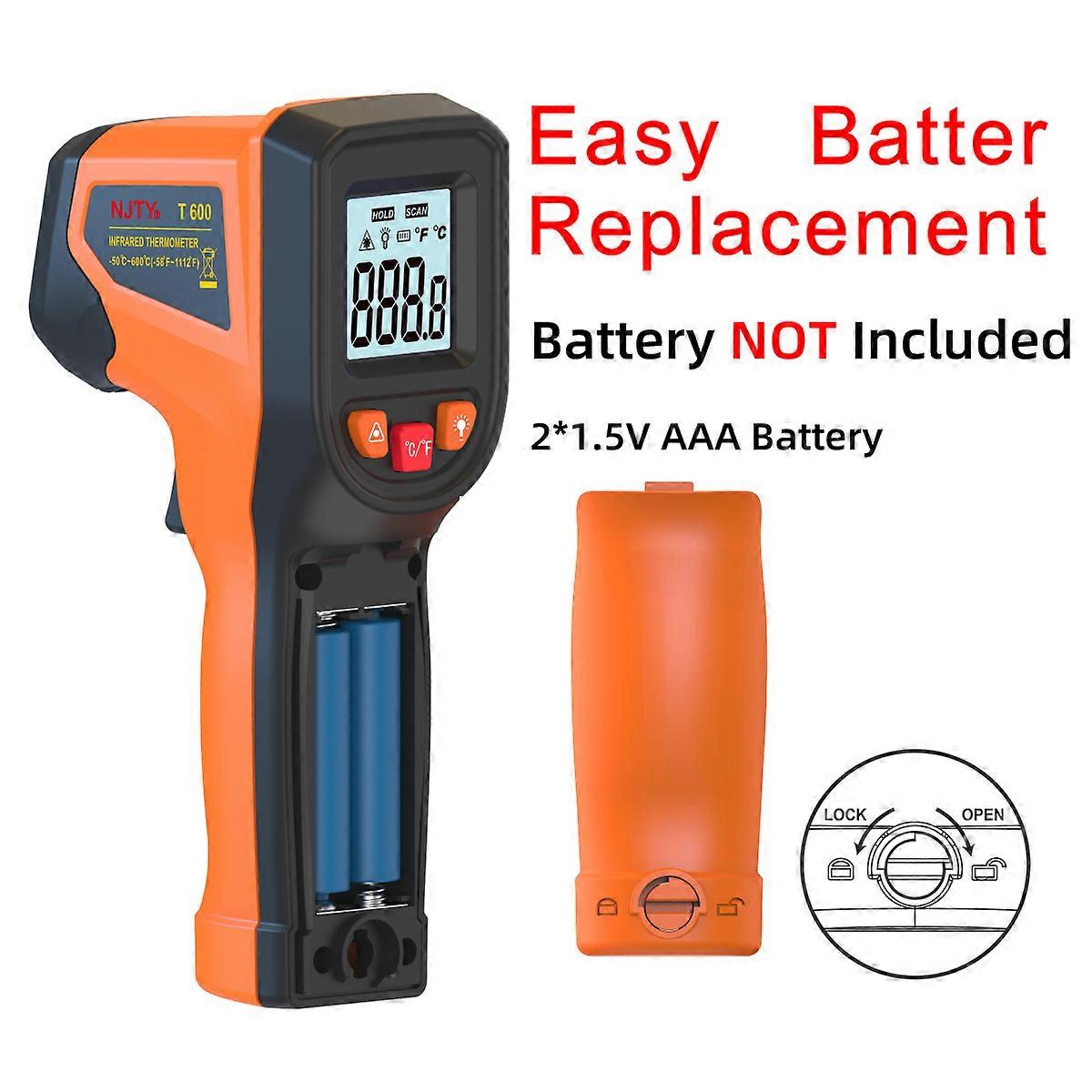 Infrared Thermometer , Handheld Heat Temperature For Cooking Tester, Pizza Oven, Grill & Engine - Laser Surface Temp Read