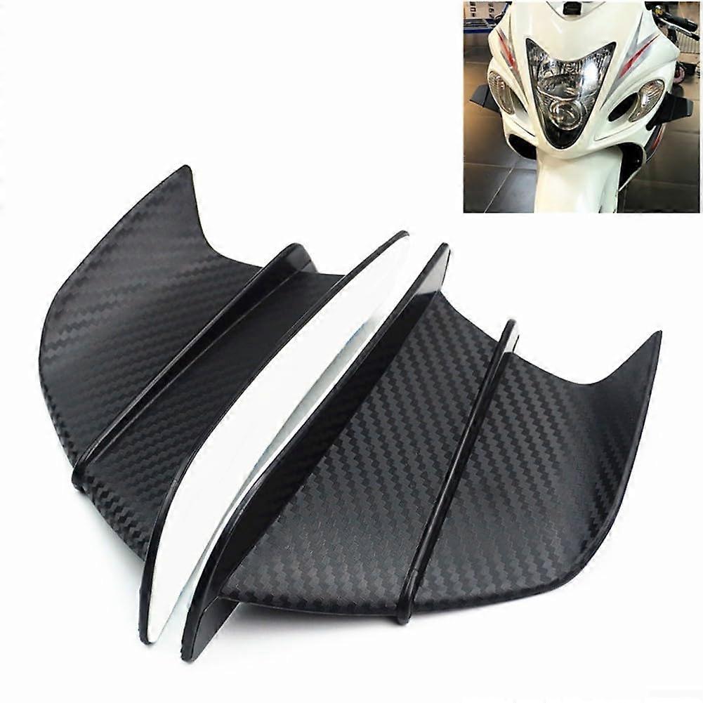 Glossy Carbon Fiber Motorcycle Winglet Kit with Aerodynamic Side Fairing for Universal Fit