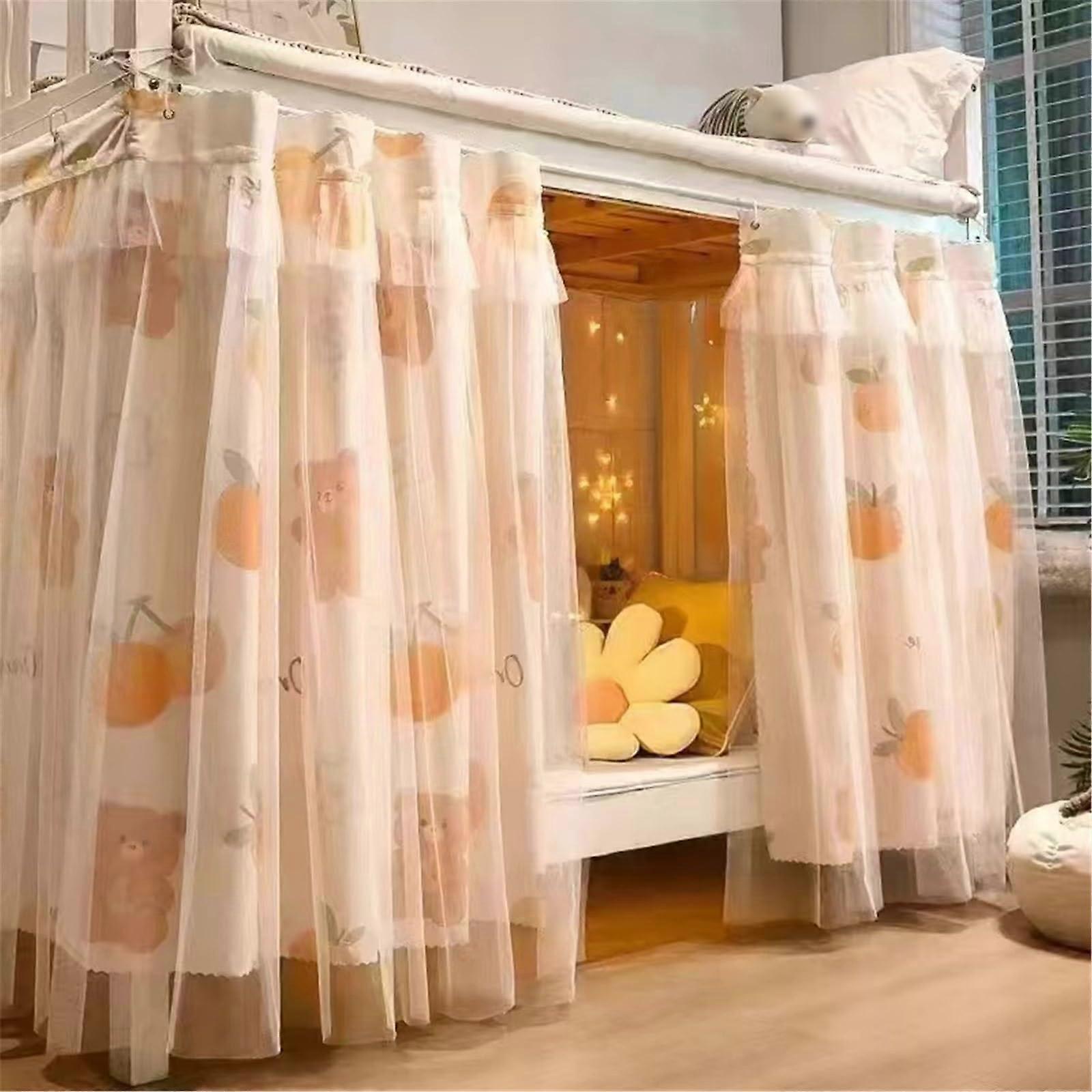 Bunk Bed Curtains Set with Light Blocking and Breathable Fabric for Student Loft Privacy
