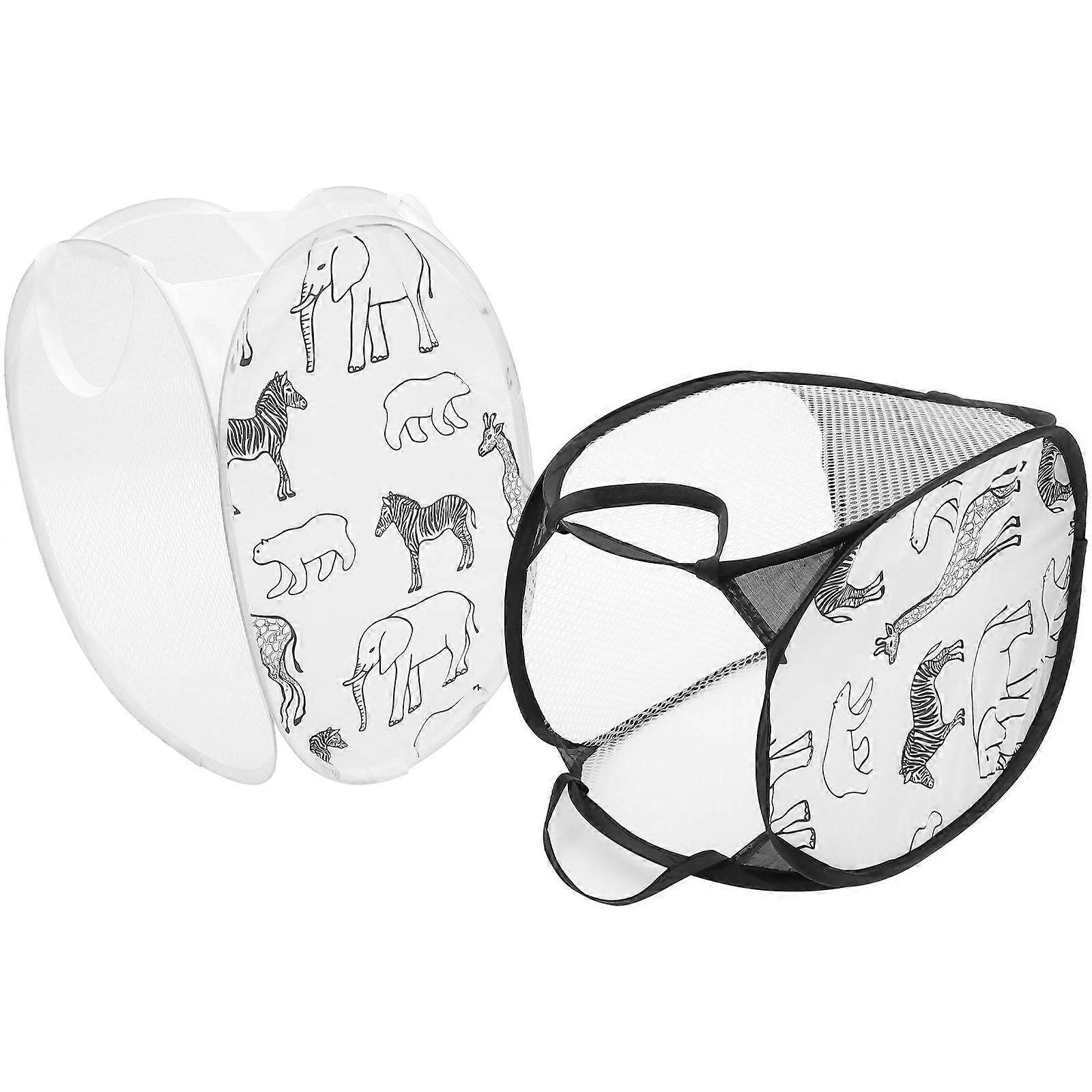 Laundry Basket Foldable Mesh Hamper for Clothes 4Pcs Cartoon Pattern