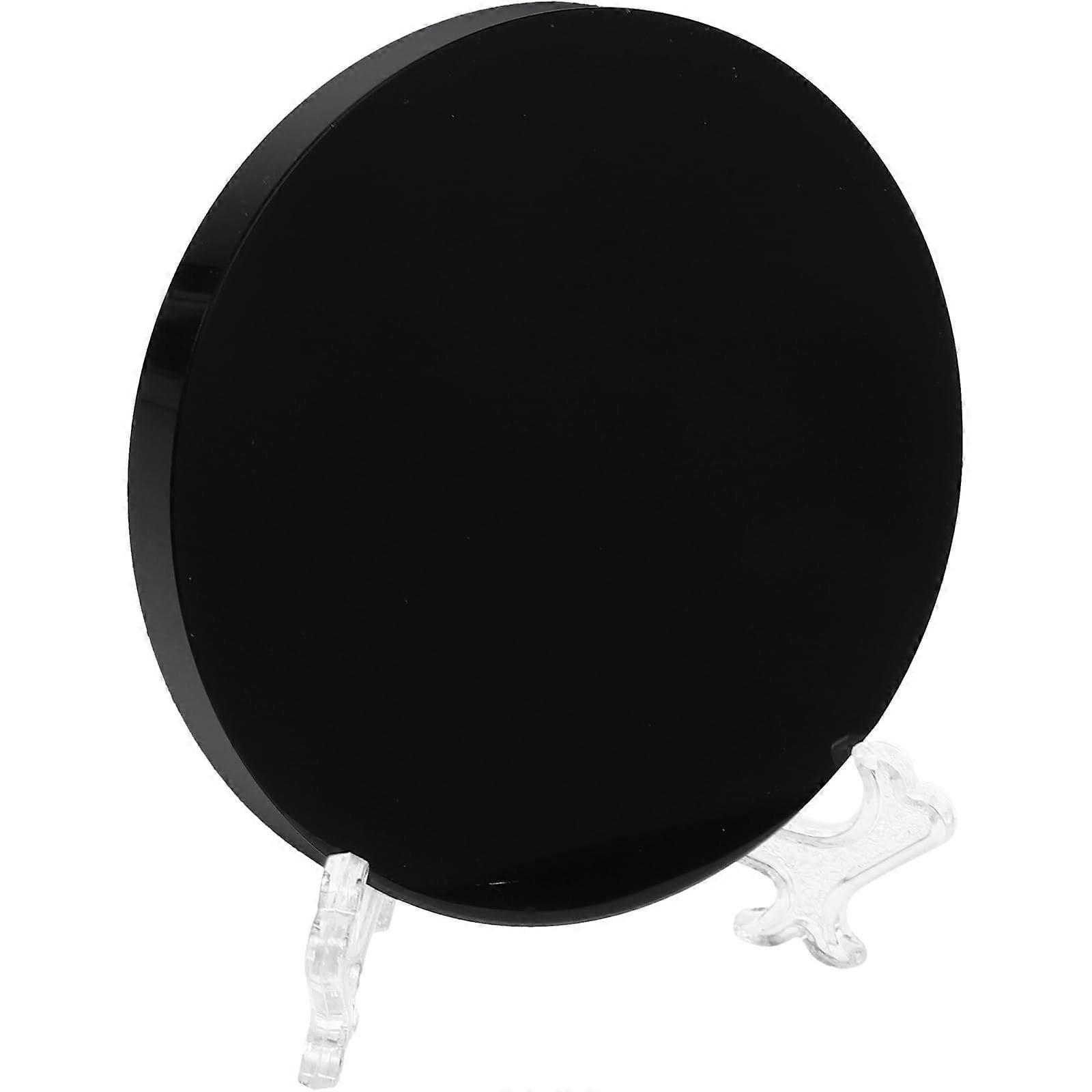 Obsidian Scrying Mirror 6CM Natural Black Crystal Disc for Divination Meditation with Stand