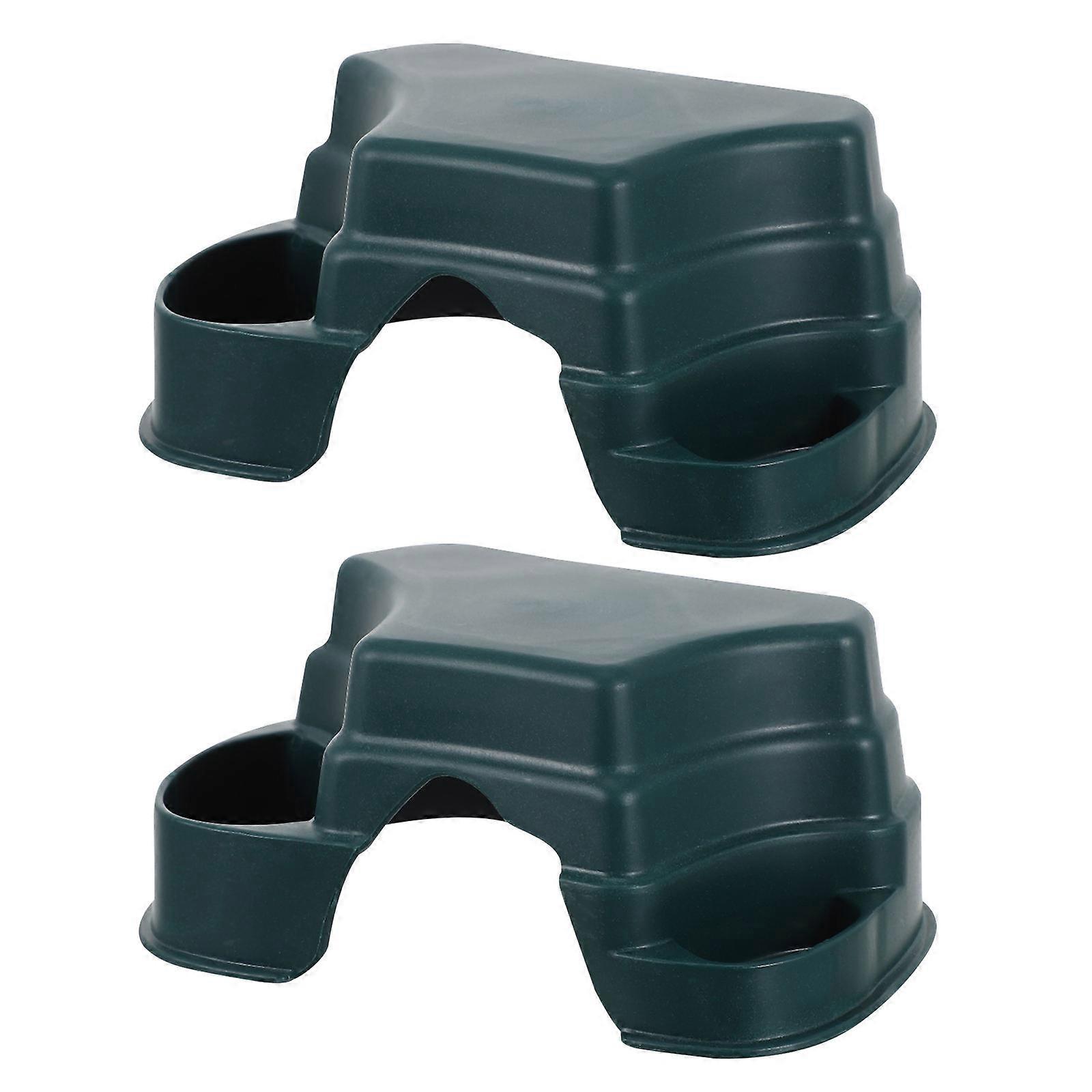 Tortoise Hide Cave Plastic Reptile Hide for Feeding 2Pcs Green Platform
