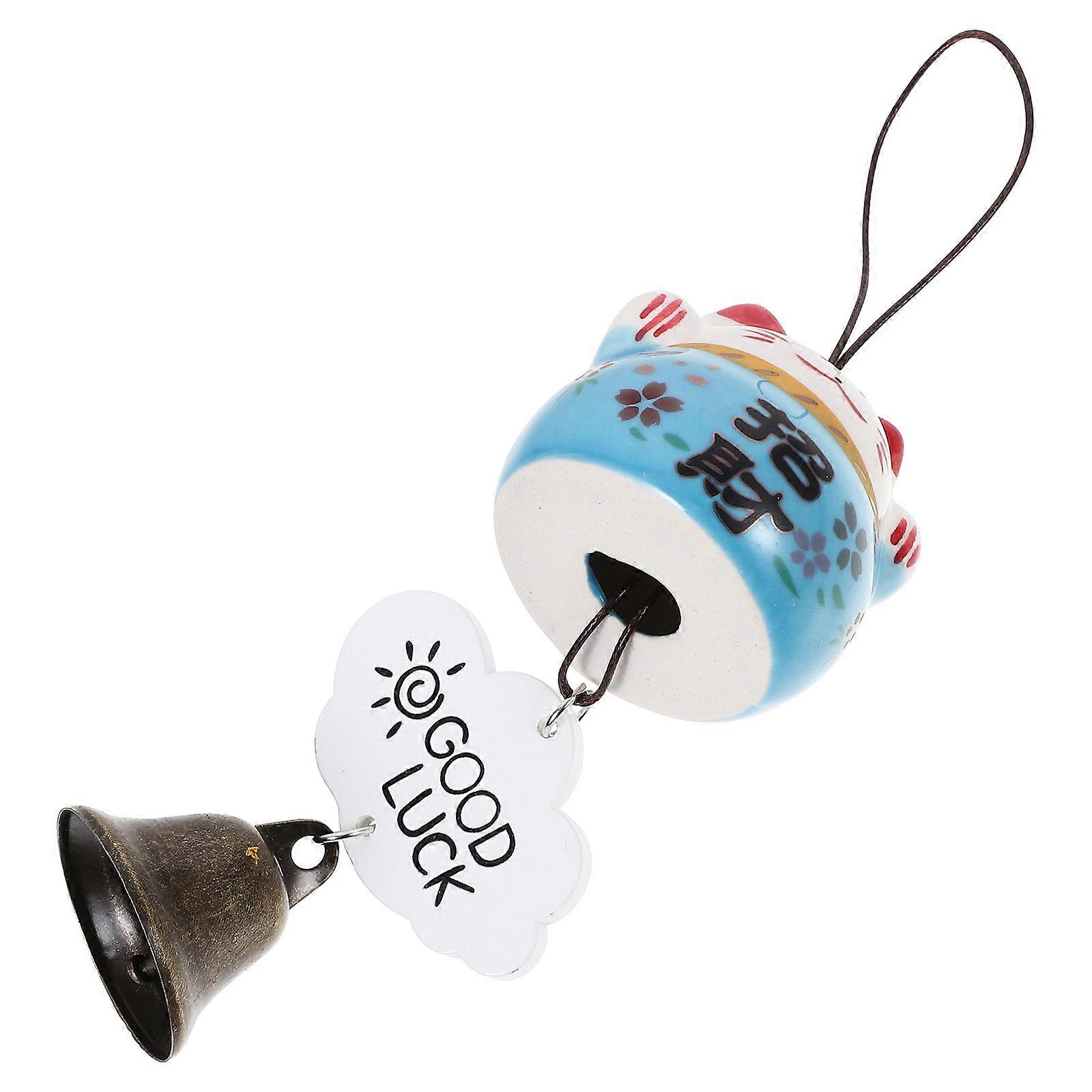 Fortune Cat Wind Bell Hanging Decor Japanese Style Ceramic Wind Chime