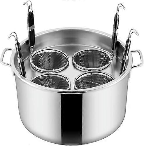 Stainless Steel Pasta Cooker Multipot with Strainer Basket, 4Hole Insert Set for Induction Cooking