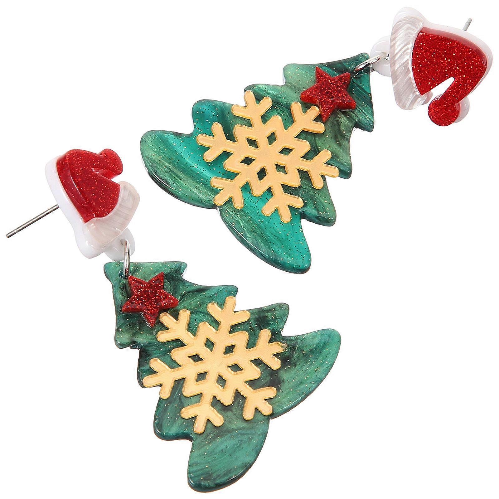 Delicate Snowflake Earrings Christmas Tree Style for Decor 1Pair