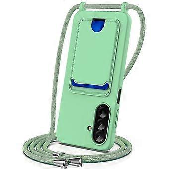 Funda de silicona líquida para Samsung Galaxy S25 FE, tarjetero, con cordón
