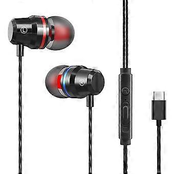 Fones de ouvido intra-auriculares com fio YT1 2026, graves potentes, corpo em metal, cabo tipo C, controle de áudio e ideais para jogos.