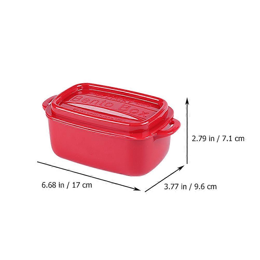 Red Plastic Bento Box for Convenient Lunch Storage 1Pcs Single Layer