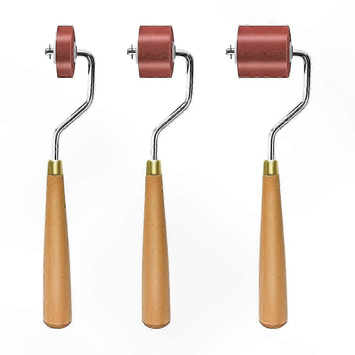3-Pack Rubber Rollers with Comfort Grip for Printmaking and Crafting