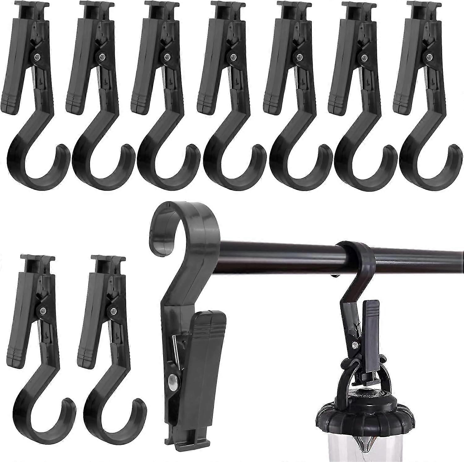 10 Clothespin Hooks with Hooks, Plastic Camping Tent Hooks