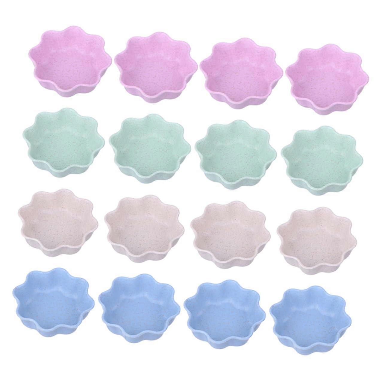 16pcs Flower Shape Sauce Dish Set for Condiments Snacks and Seasoning