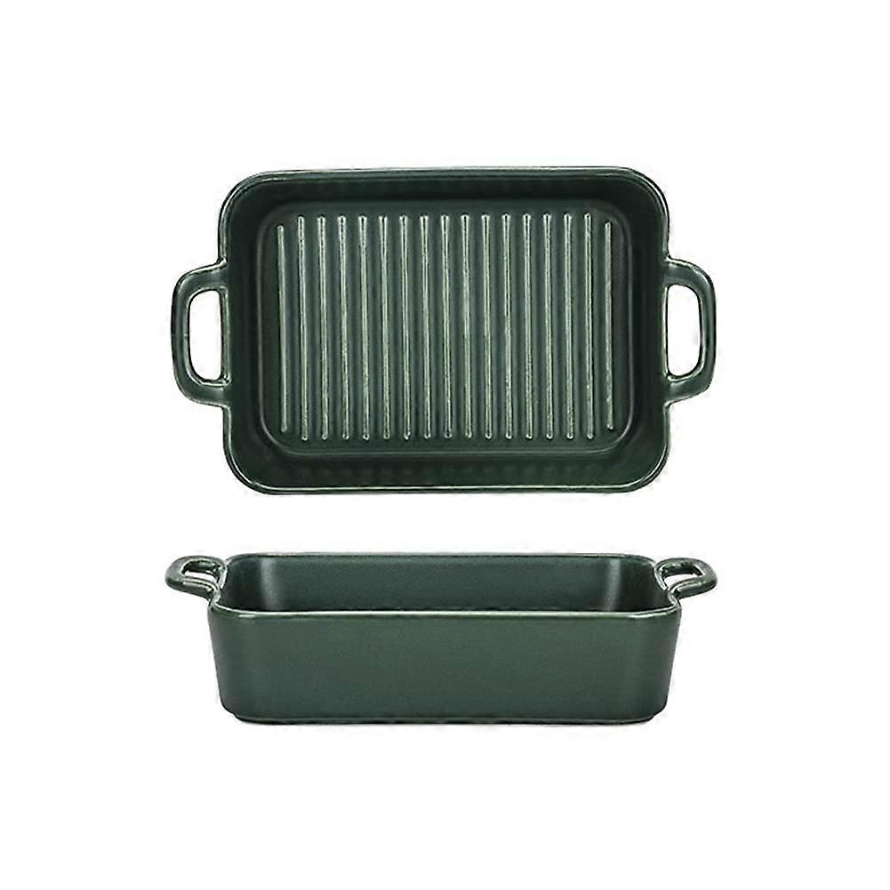 Ceramic Baking Dish with Handles, 2Piece Square and Rectangular Bakeware Set for Oven Display