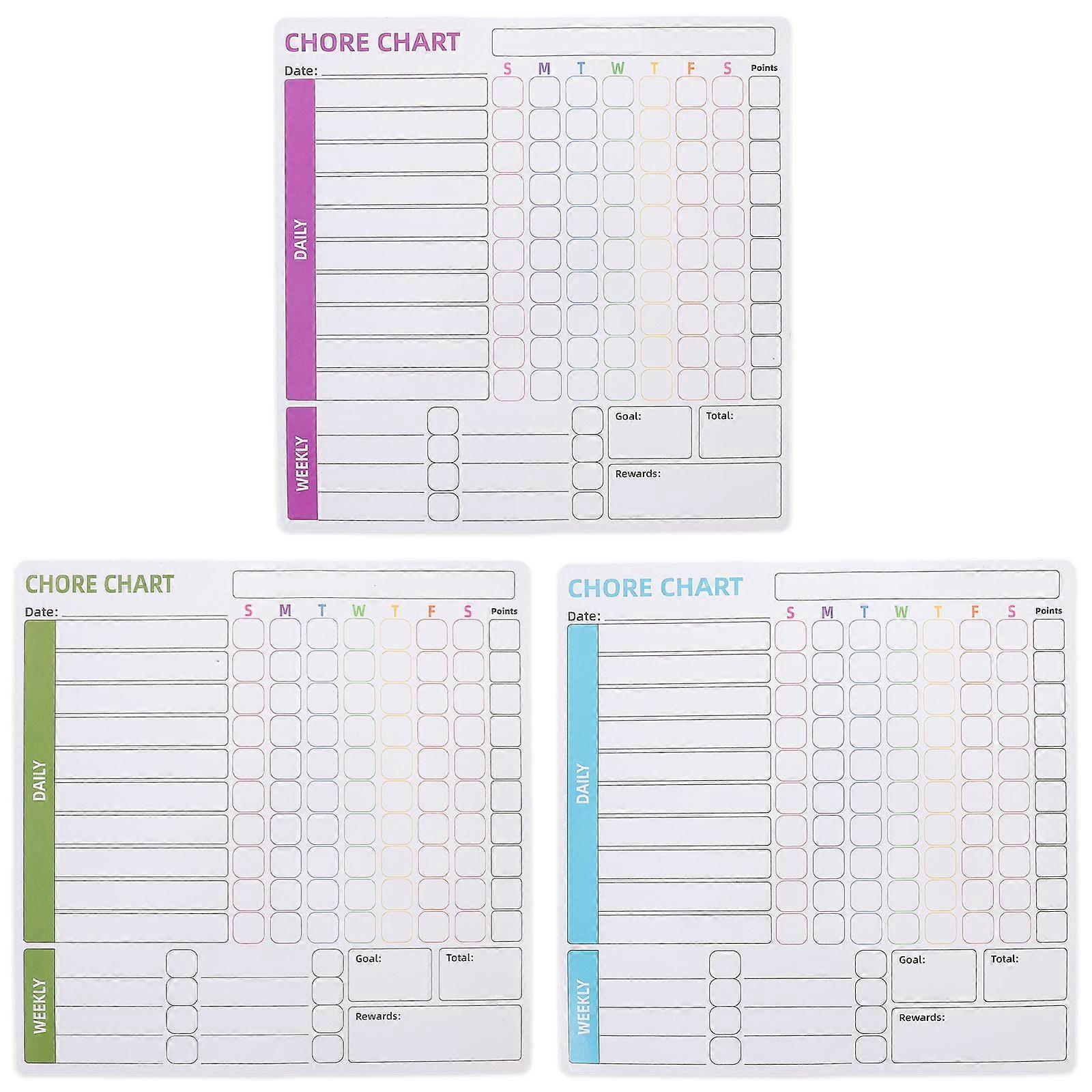 3pcs Magnetic Behavior Chart Multi-functional Chore Chart Refrigerator Reward Chart